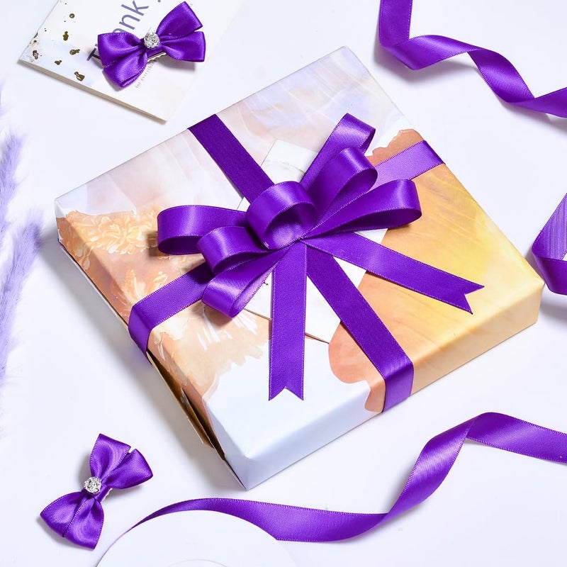 YAMA Double Face Satin Ribbon - 5/8" 25 Yards for Gift Package Wrapping,Floral Design,Hair Bow Clip Making,Crafting,Sewing,Wedding Decor, Purple - Image 4
